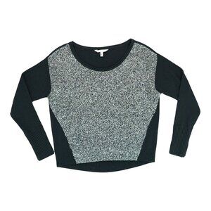 Athleta Womens Brindle Crew Sweater Gray Black‎ Knit Wool Blend Sz Medium